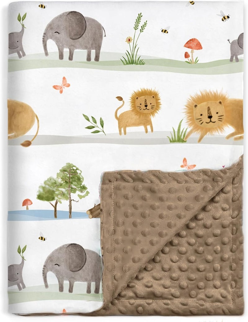 BORITAR Baby Blanket for Boys Girls, Soft Plush Minky Fabric with Double Layer Dotted Backing, Lovely Woodland Animal Pattern for Infant Toddler Newborn, 30 x 40 Inch - Image 1